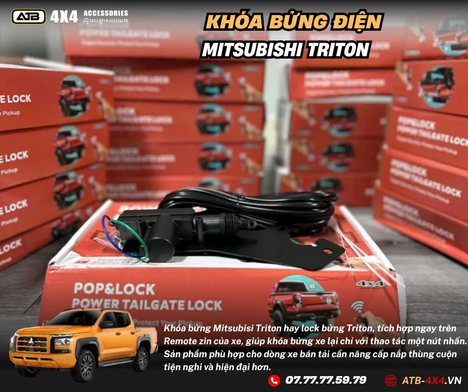 Khóa Bửng Điện Mitsubishi Triton – Tích Hợp Chìa Khóa Đóng/Mở Bửng Bằng Remote Zin An Toàn Và Tiện Lợi Mỗi Hành Trình
