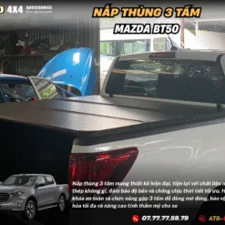 Nắp Thùng Gập 3 Tấm Dành Cho Toyota Mazda BT-50 Phụ Kiện Bán Tải Bền Bỉ, Thẩm Mỹ, Dễ Lắp Đặt