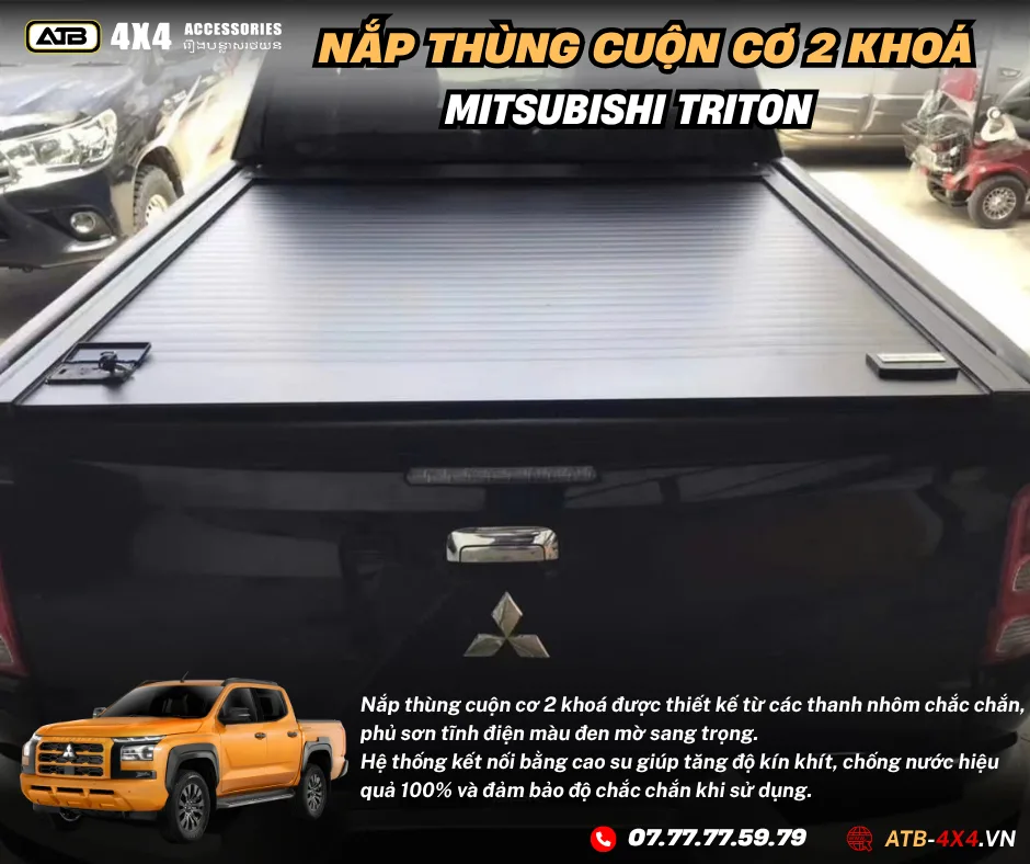 Nắp Cuộn Cơ 2 Khóa Cao Cấp Mitsubishi Triton – Phụ Kiện Bán Tải Tiện Lợi, An Toàn, Dễ Dàng Lắp Đặt