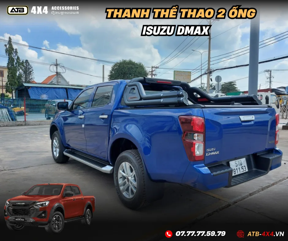 Thanh Thể Thao Đôi 2 Ống Dành Cho Isuzu Dmax - Đậm Chất Bán Tải, Tăng Độ Hầm Hố