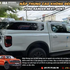 Nắp Thùng Cao Không Đèn Cho Xe Bán Tải Ford Ranger 2022-2025 – Chống Thấm Nước Hiệu Quả, Bảo Vệ Hàng Hóa An Toàn, Tăng Tính Tiện Dụng Và Thẩm Mỹ Cho Xe.