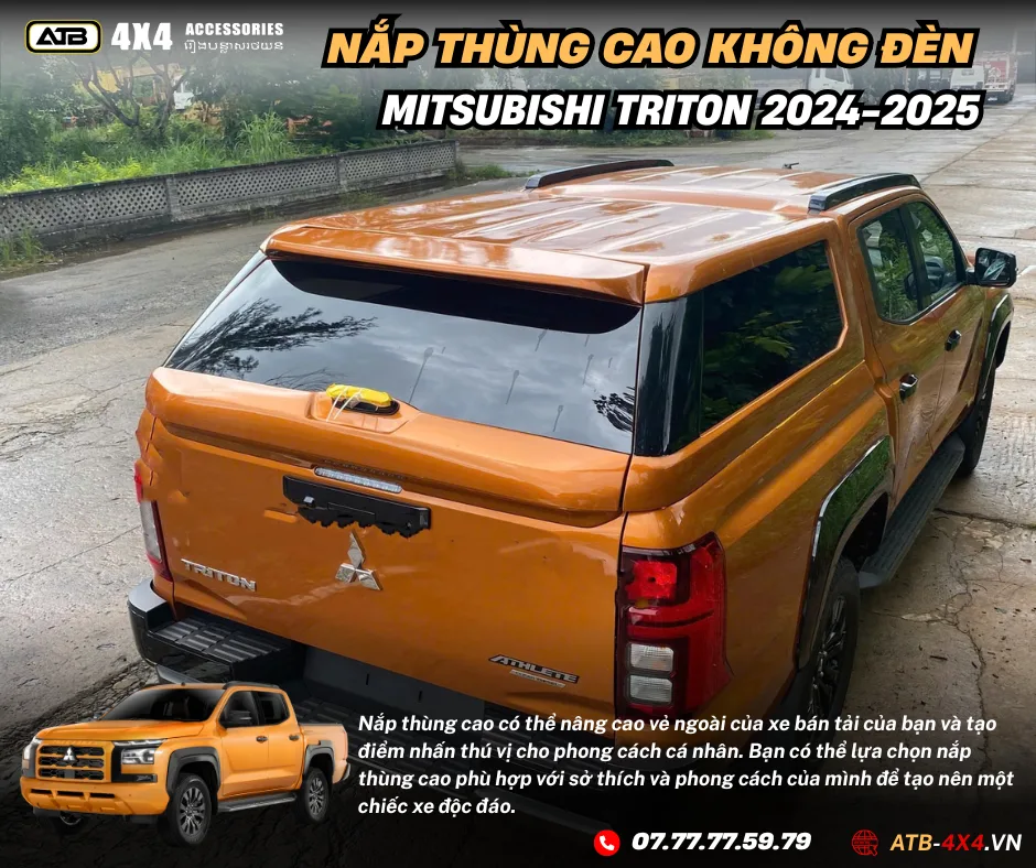 Nắp Thùng Cao Không Đèn Cho Xe Bán Tải Mitsubisi Triton 2024-2025 – Chống Thấm Nước Hiệu Quả, Bảo Vệ Hàng Hóa An Toàn, Tăng Tính Tiện Dụng Và Thẩm Mỹ Cho Xe.